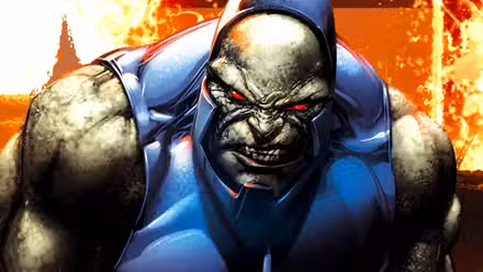 Darkseid gruñe frente al fuego en el arte de DC Comics