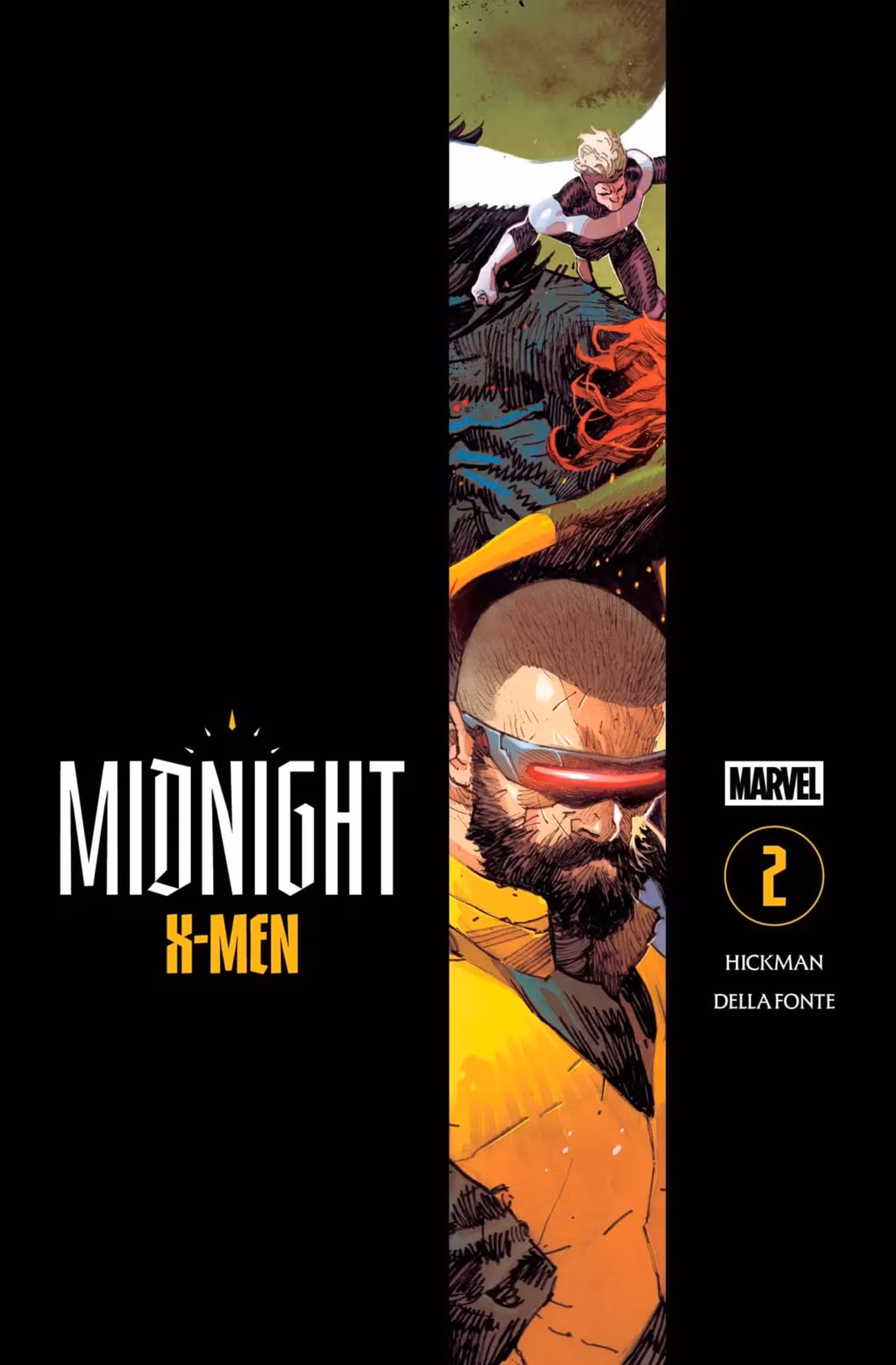 Portada de Midnight X-Men 2 que muestra a Cíclope y los X-Men fundadores.