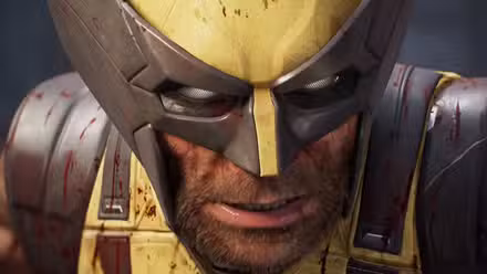 Wolverine Logan de Marvel con su traje de X-Men mientras lucha contra enemigos