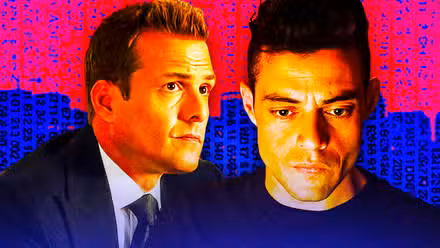 Imagen personalizada de Gabriel Macht como Harvey Specter (Suits) y Rami Malek como Elliot Alderson (Mr Robot).
