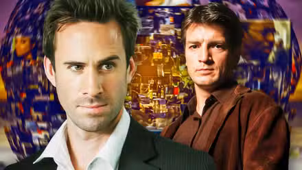 Un collage de Nathan Fillion de Firefly y Joseph Fiennes en Flashforward