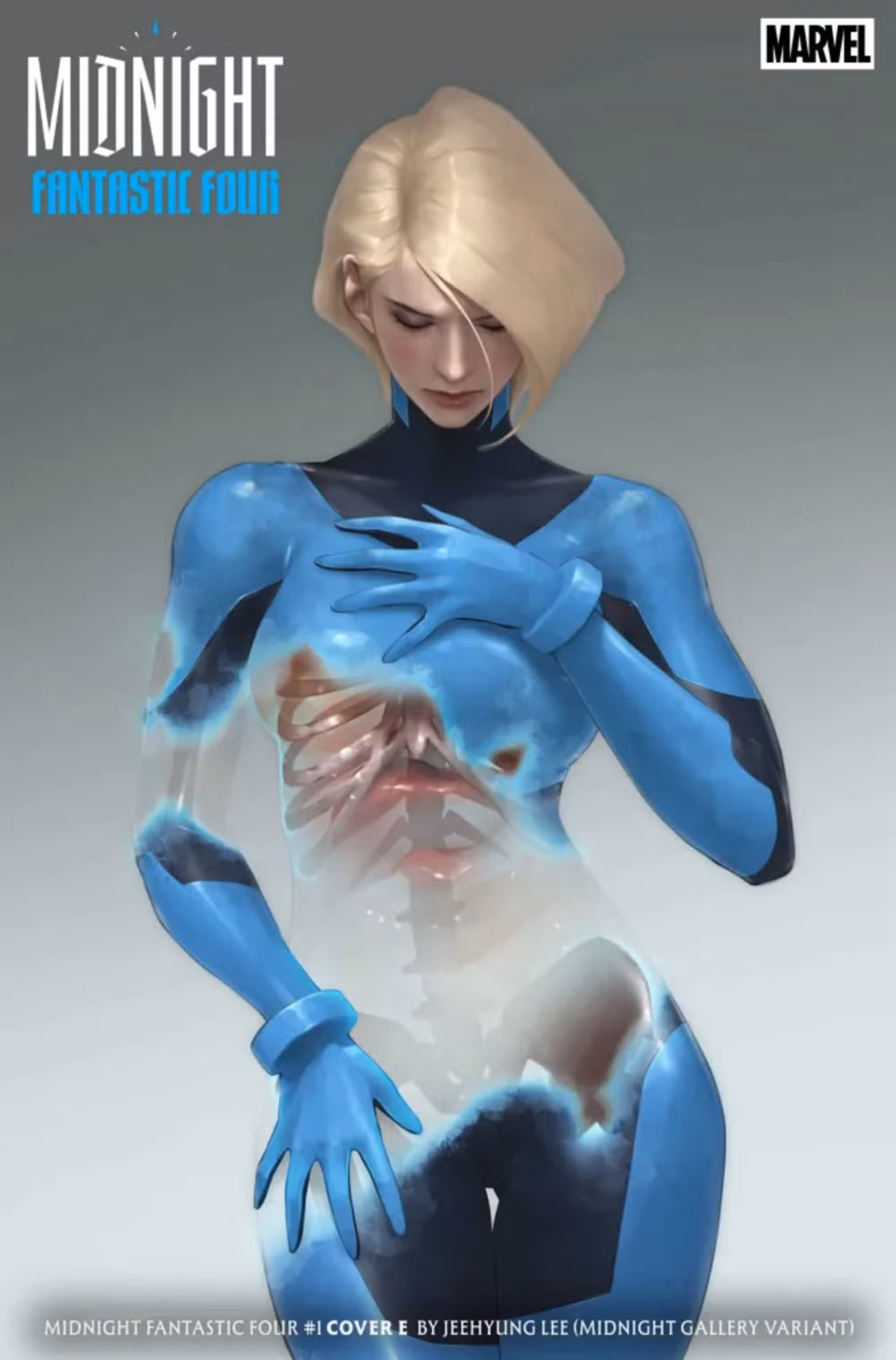 Portada de los cuatro fantásticos de medianoche que muestra a la mujer invisible.