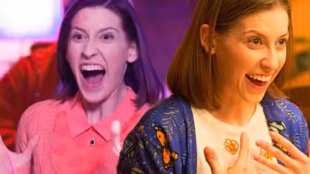 Collage de Sue Heck (Eden Sher) gritando felizmente en The Middle.