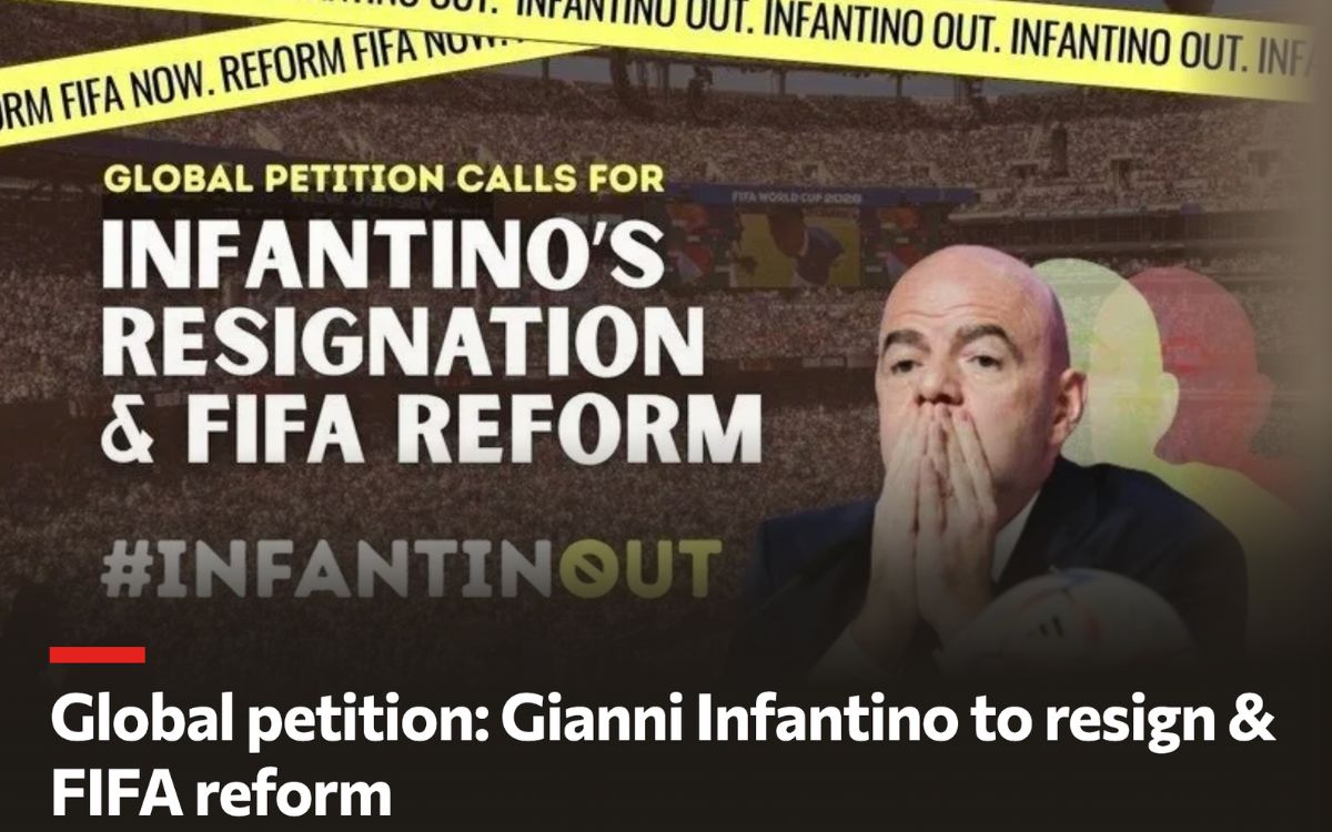 Aficionados de todo el mundo piden la dimisión de Infantino: 'el futbol pertenece a las personas que llenan los estadios'