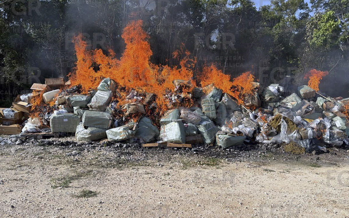 Destruyen más de 184 kilos de narcóticos y 806 objetos del delito en Quintana Roo
