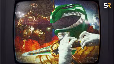 Una imagen personalizada del Green Ranger y Lord Zedd en un televisor.