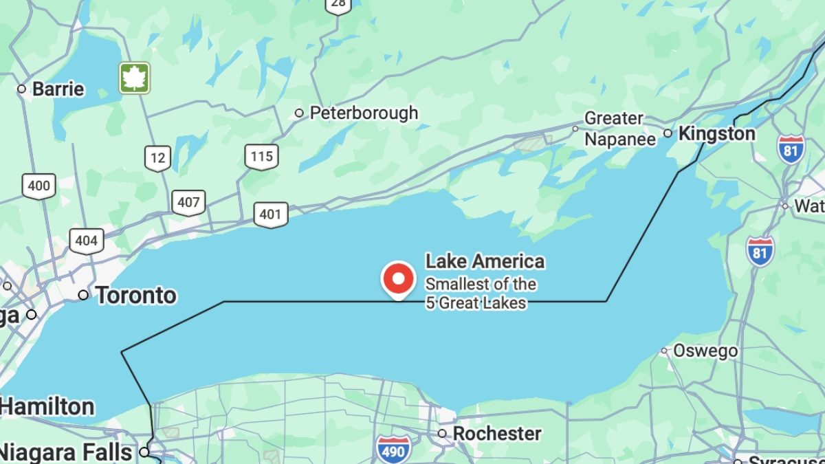 Google Maps cambia nombre de Lago Ontario a 'Lago América'