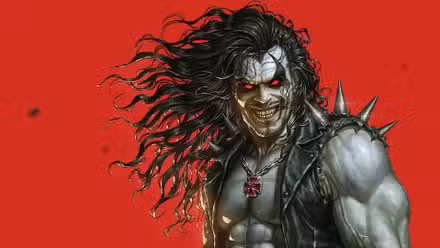 Lobo de DC Comics con fondo rojo