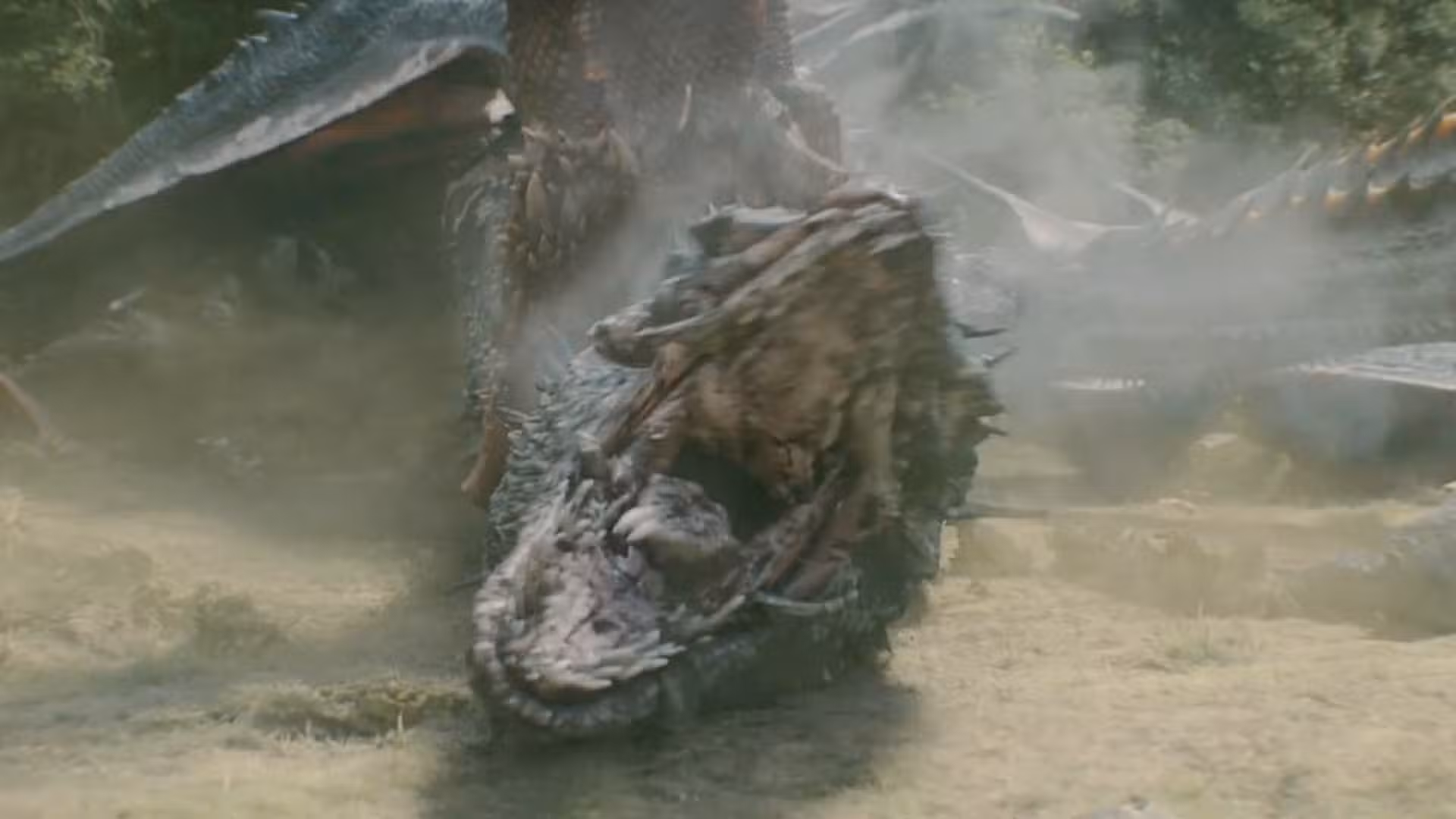 Caraxes atacando a Sheepstealer en House of the Dragon Temporada 3, Episodio 7-1