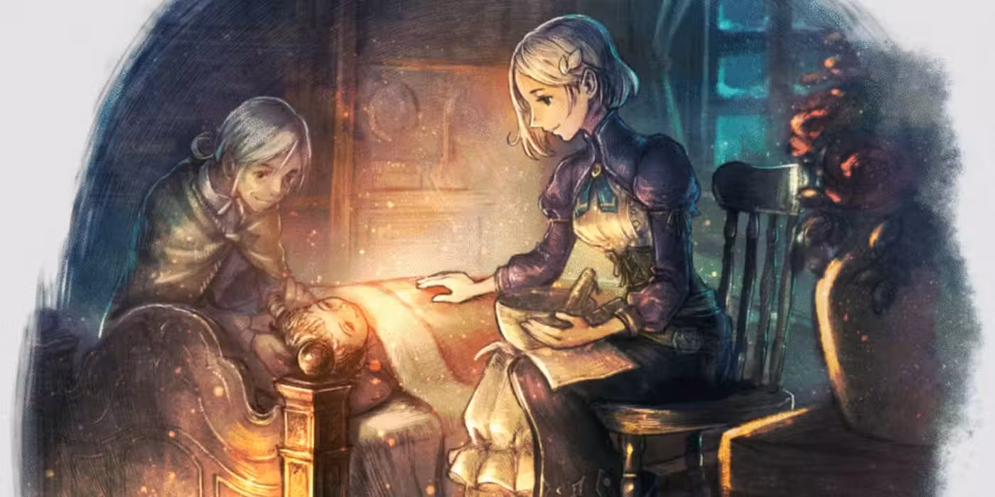 Octopath Traveler 0 Macy Apothecary personaje miembro del grupo