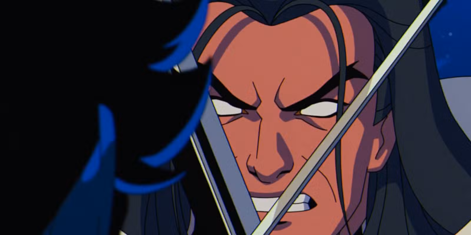 Primer plano de Exodus luchando contra Nightcrawler en la temporada 2 de X-Men '97