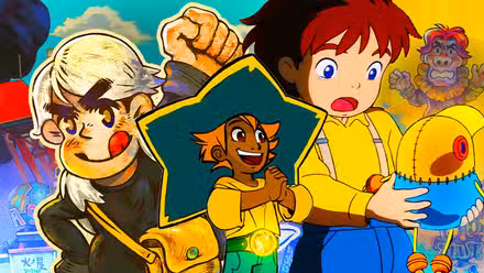 A la izquierda está Sam de Eastward, en el medio está Stella de Spiritfarer y a la derecha está Oliver de Ni No Kuni: Wrath of the White Witch.