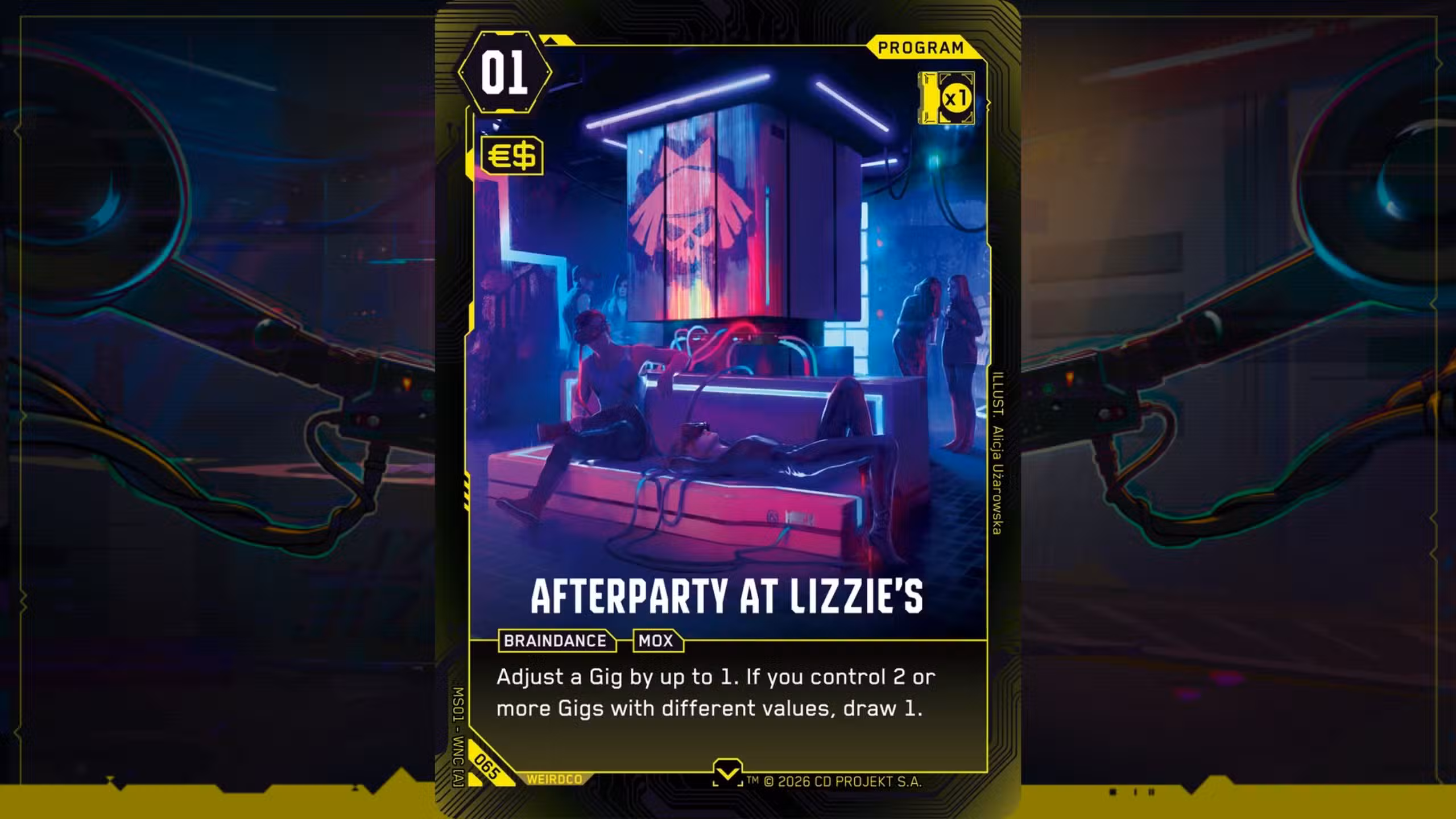 Tarjeta Cyberpunk TCG Afterparty en Lizzies