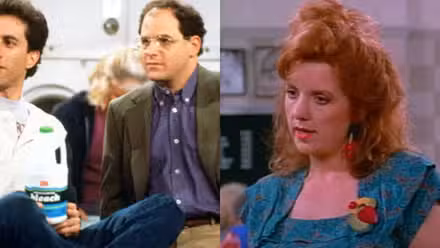 Imagen dividida de Jerry, George y Claire en el episodio piloto de Seinfeld
