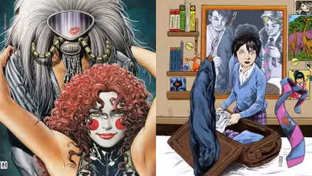 Imagen dividida que muestra las portadas de dos títulos de Vertigo, The Invisibles y Children's Crusade.