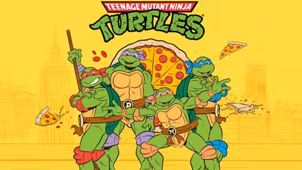 Dibujos animados clásicos de las Tortugas Ninja con los cuatro hermanos
