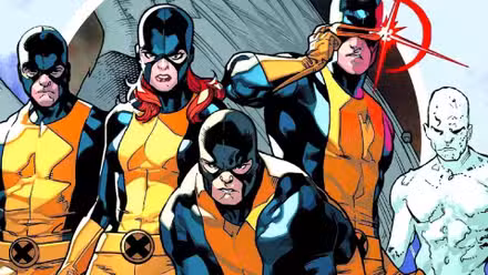 los cinco x-men fundadores, liderados por cíclope