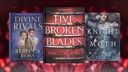 Las portadas de Divine Rivals, Five Broken Blades y The Knight and the Moth