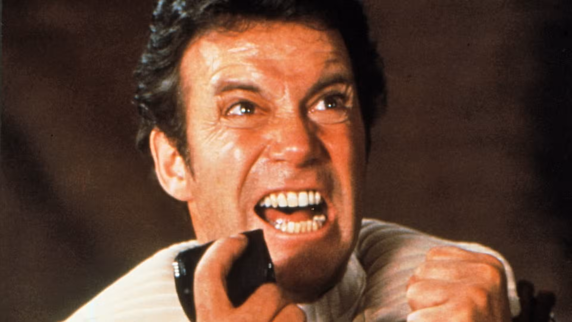 Star Trek II: La ira de Khan, William Shatner como el Capitán James T. Kirk gritando