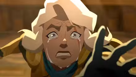 Pike llorando con la mano extendida en la temporada 4 de The Legend of Vox Machina