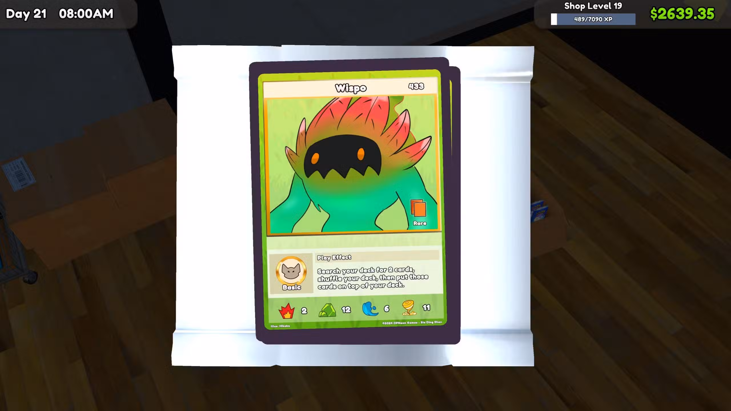 abrir un paquete de refuerzo en TCG Card Shop Simulator