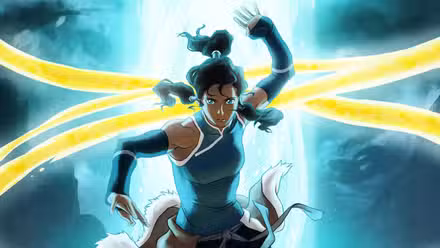 Korra está rodeada de energía espiritual en La Leyenda de Korra