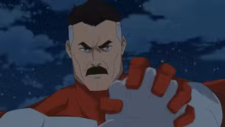 Omni-Man evitando que el puñetazo de alguien lo golpee en Invincible
