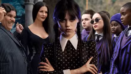 Collage de miércoles, Morticia y Gomez y sus compañeros de miércoles.