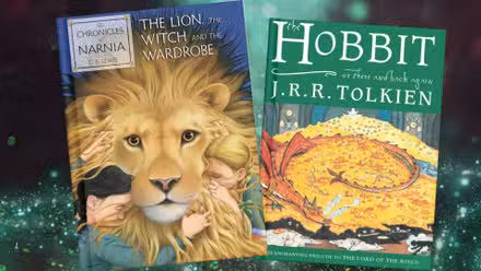 El león, la bruja y el armario y las portadas de El hobbit.