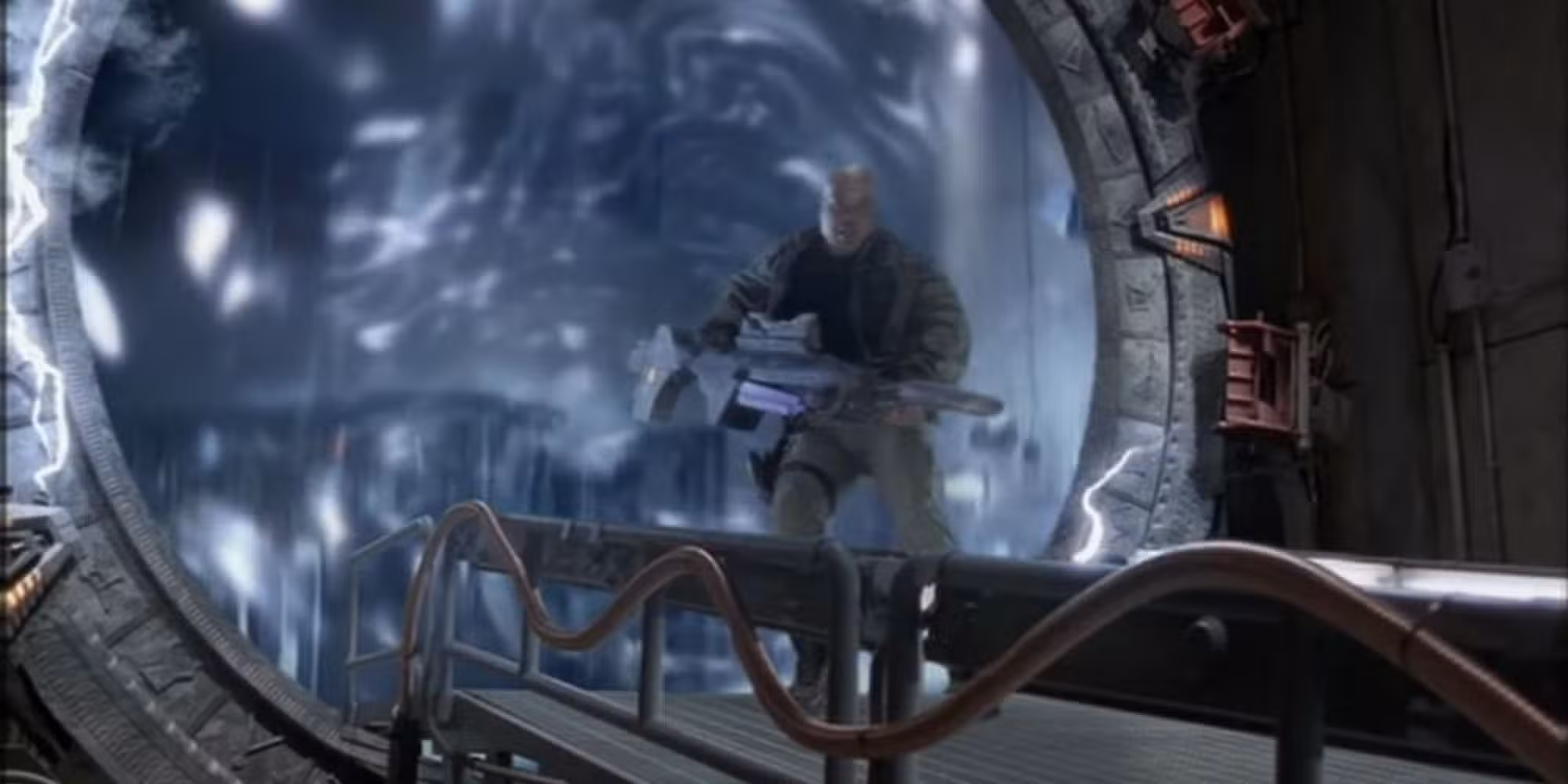 Teal'c atravesando el Stargate