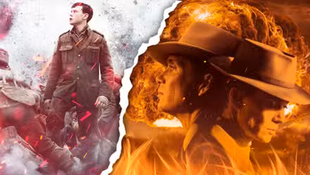George MacKay como William Schofield en 1917 y Cillian Murphy como Oppenheimer en Oppenheimer