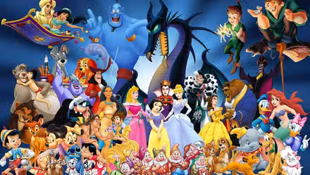 Varios personajes animados clásicos de Disney.