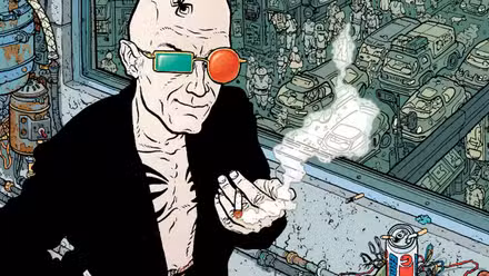 Araña Jerusalén de Transmetropolitan fumando un cigarrillo