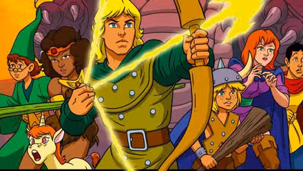 Dibujos animados de dragones y mazmorras de los 80