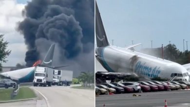 Avión de carga de Amazon se estrella en el aeropuerto de Miami