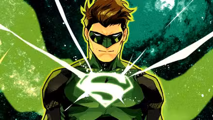 Green Lantern Hal Jordan luce un emblema de Superman en su pecho