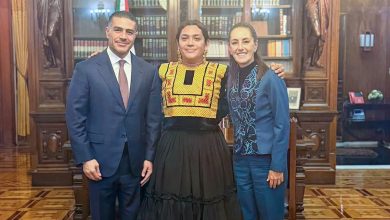 Diseñadora muxe Elvis Guerra se reúne con Sheinbaum y García Harfuch tras ataque a su casa