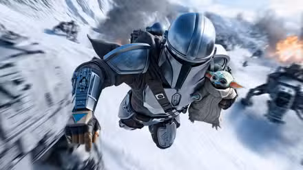 Din Djarin y Grogu en arte promocional de The Mandalorian y Grogu