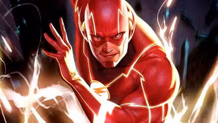 Flash genera relámpagos mientras corre hacia la cámara.