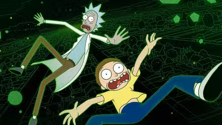 Rick y Morty cayendo en el tiempo y el espacio