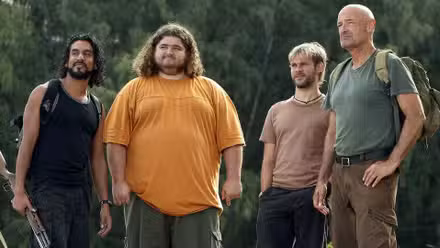 Sayid, Hurley, Charlie y John en el episodio 8 de la temporada 3 de Lost