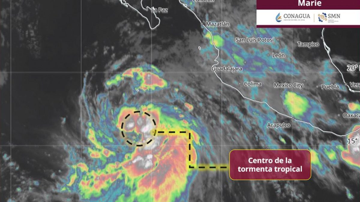 Tormenta Marie se intensificará a huracán categoría 1 en las próximas horas, prevé el SMN