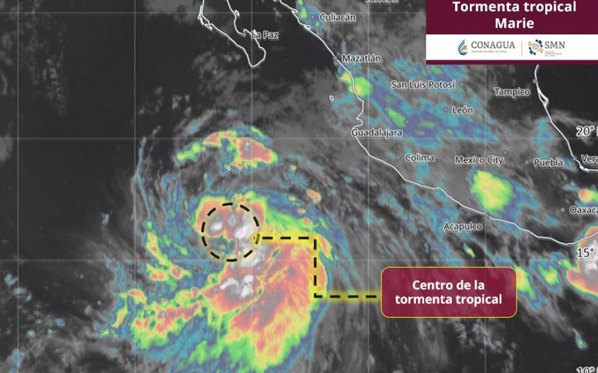 Tormenta Marie se intensificará a huracán categoría 1 en las próximas horas, prevé el SMN
