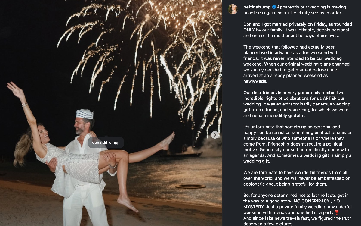 Trump Jr. confirma que empresario ruso pagó su boda