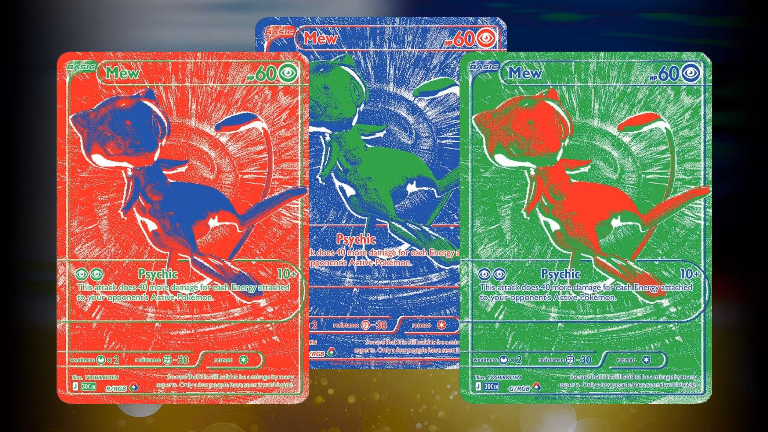 Tarjetas Mew RBG para el set de celebración número 30 de Pokémon TCG