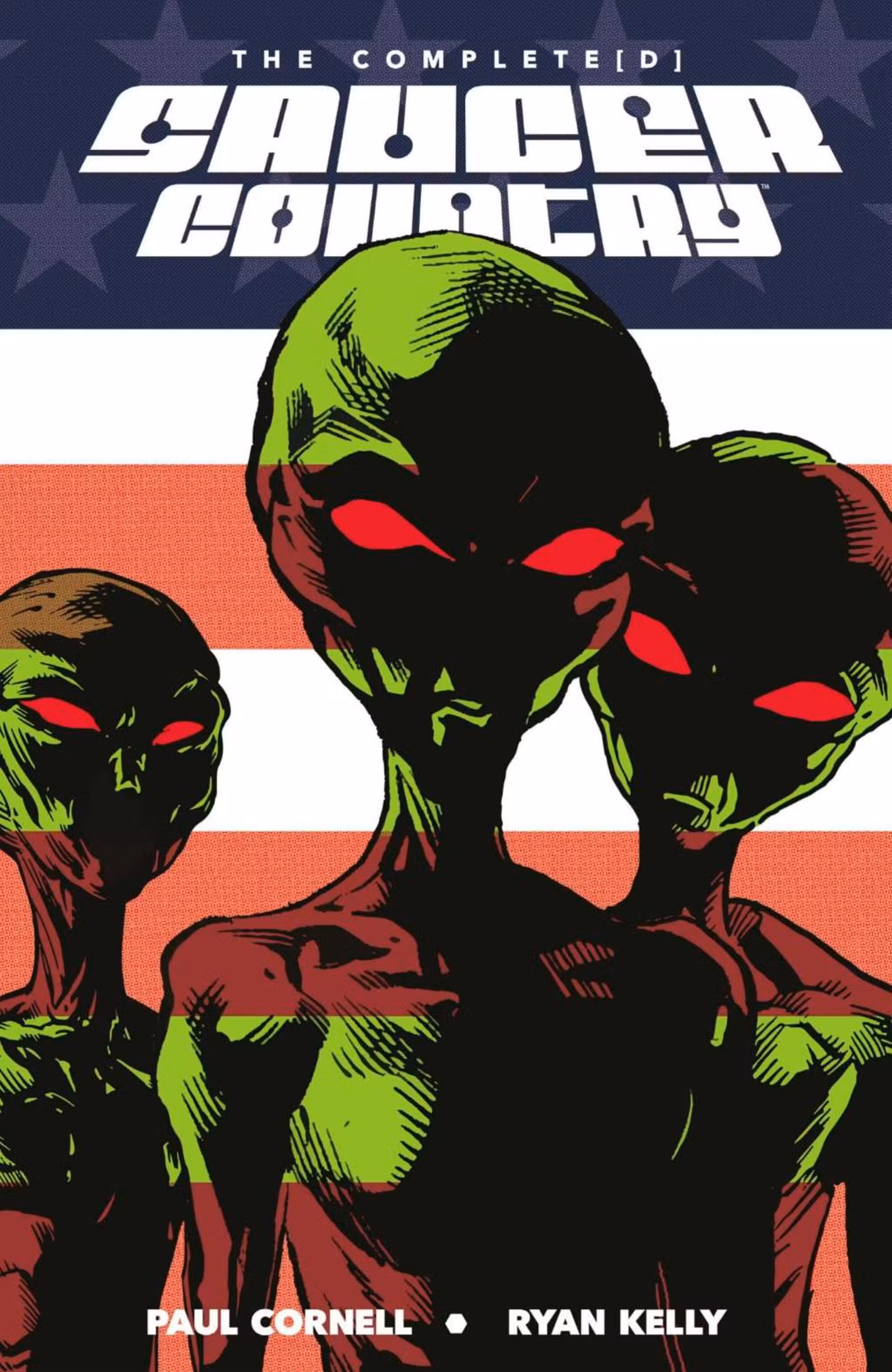 arte de portada del país platillo con extraterrestres y bandera estadounidense