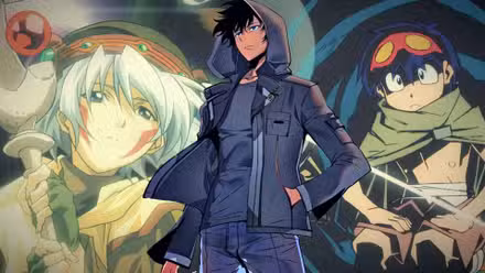 Sung Jinwoo de Solo Leveling frente al póster de hack SIGN y Gurren Lagann
