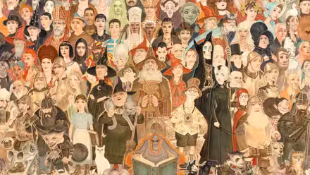 Arte oficial de docenas de personajes de Discworld por Paul Kidby.