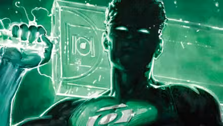 Un Linterna Verde empuña una gran espada en el arte de DC Comics