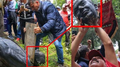 Decapitan la estatua de Felipe Calderón en Los Pinos